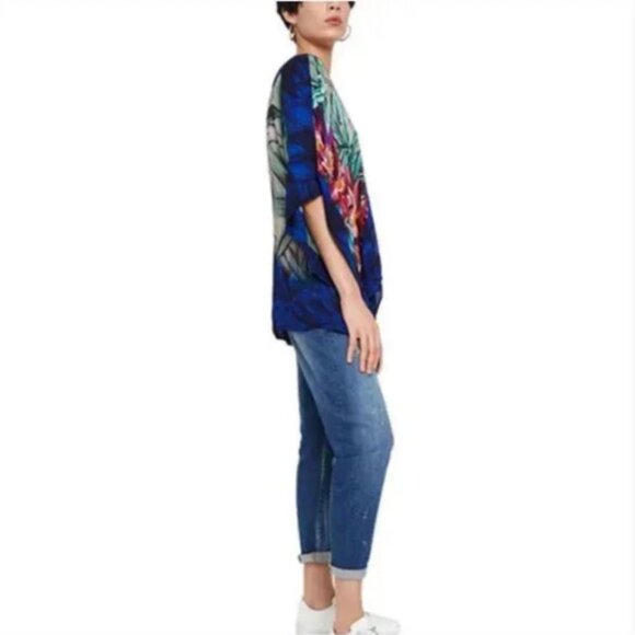 NWT Desigual Siracusa Oriental Inspo Batwing Blouse Multi-Colored Size Small - Picture 5 of 12